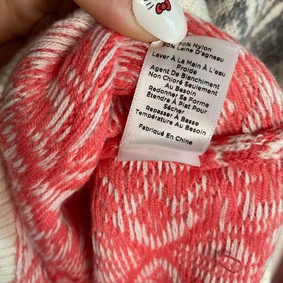 NEW Talbots Sweater size M Gray Coral‎ Fair Isle Lambs Wool Pullover Cozy Preppy - Picture 5 of 8